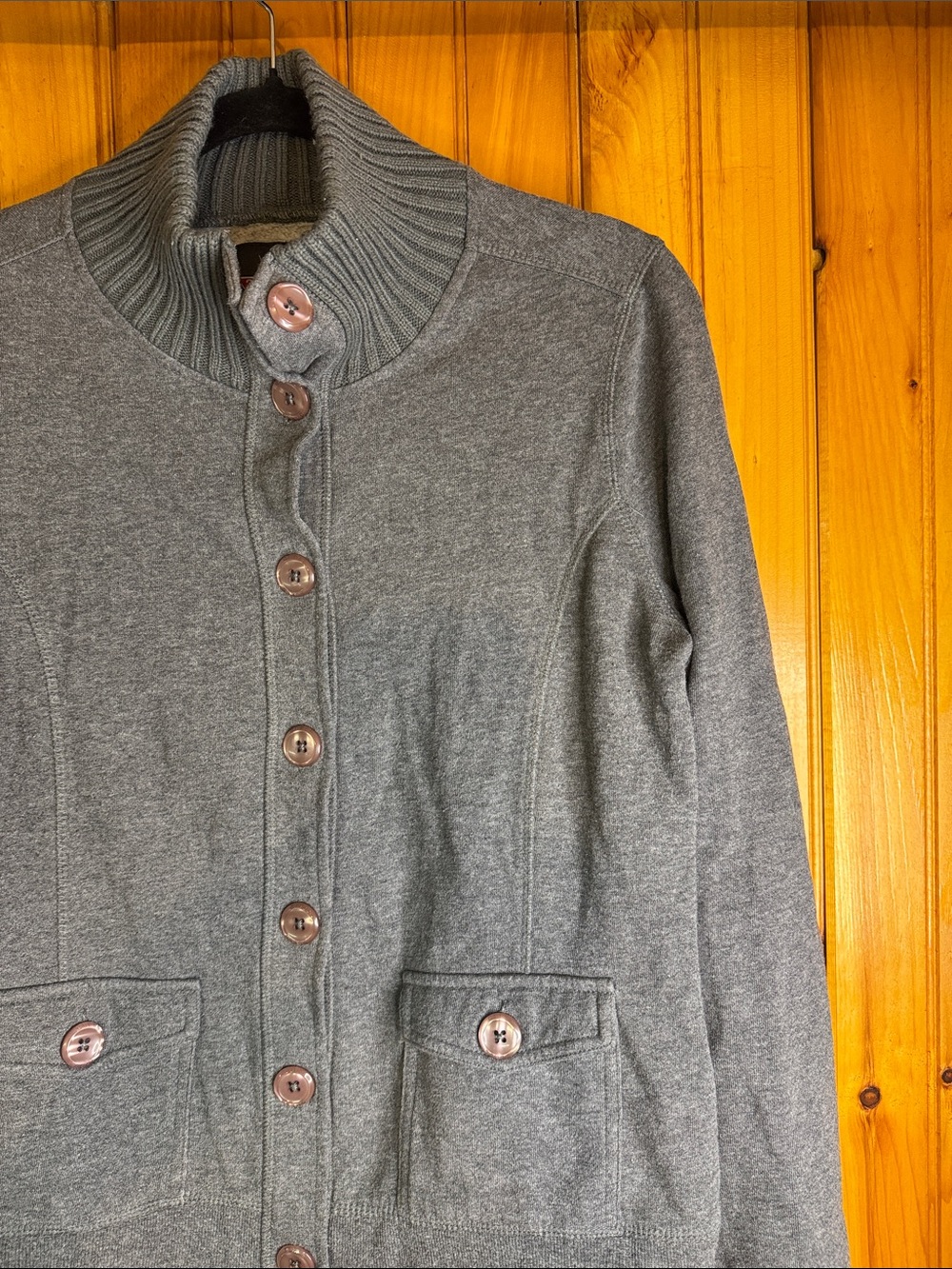 Guess Gray Rib Collar Button-Front Cardigan - Picture 8 of 10